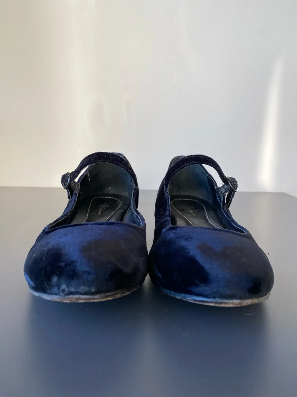 Born Crown Navy Blue Leather Velvet Mary  Jane Shoe Sz 9.5 Romantic Cottage Chic